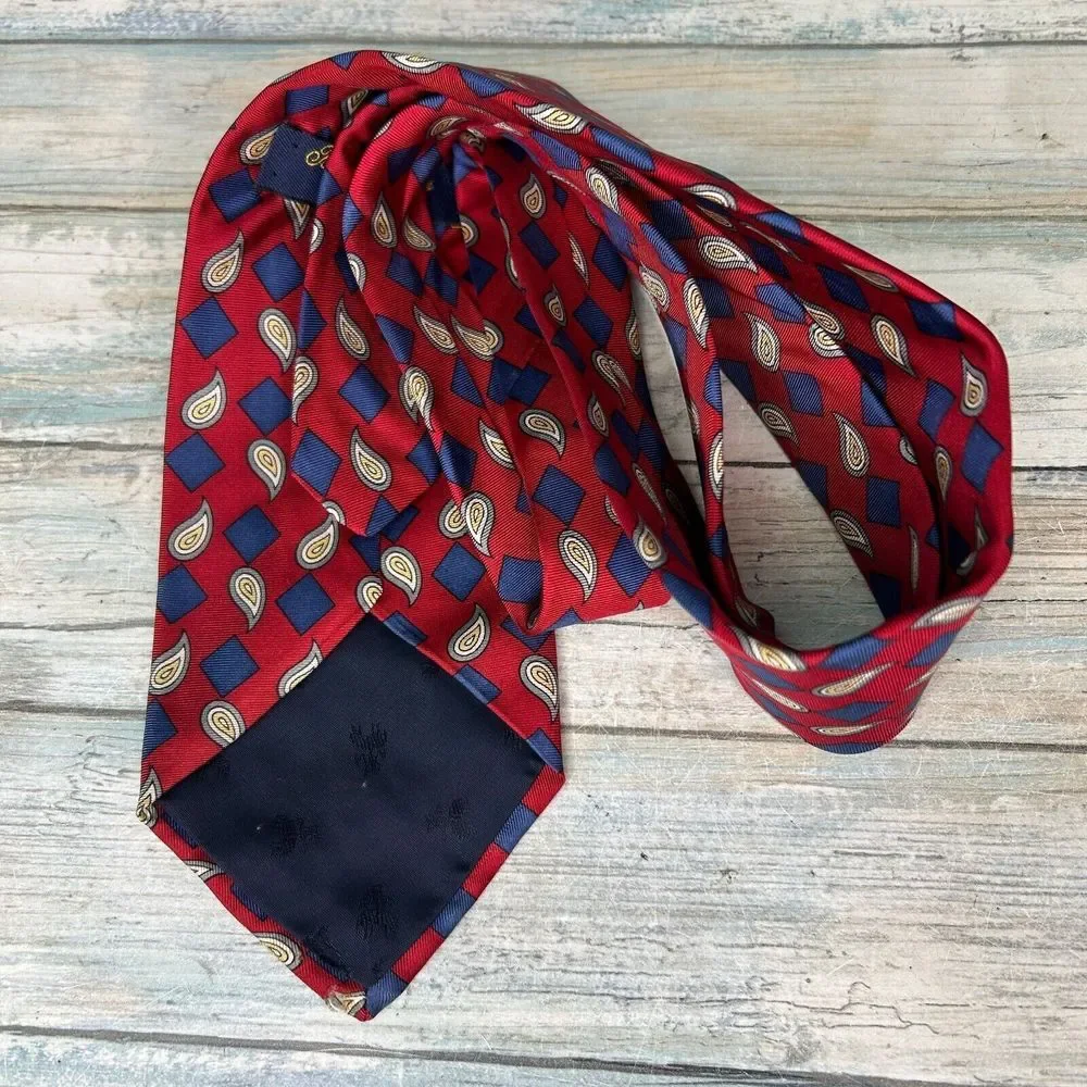 Brooks Brothers Makers Vintage Men Neck Tie Paisley Red Silk Made USA Mens‎